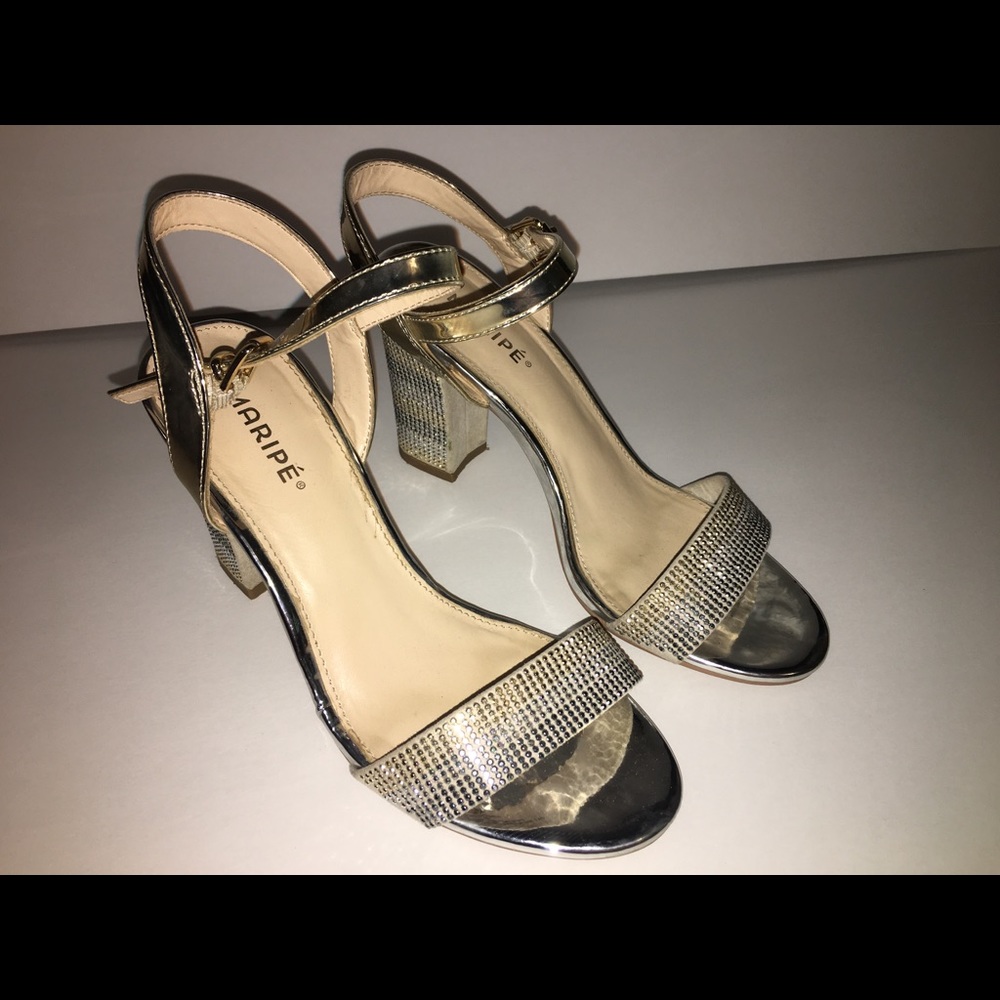 Women size 6 marine formal prom shoes gold silver